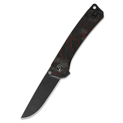 QSP Knives™ Osprey Liner Lock 139-F2 Black Shred Carbon Fiber and Red G10 Sandvik 14C28N Stainless Steel Pocket Knife