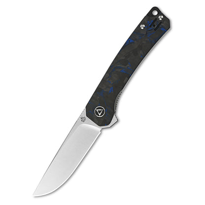 QSP Knives™ Osprey Liner Lock 139-G1 Black Shred Carbon Fiber and Blue G10 Sandvik 14C28N Stainless Steel Pocket Knife