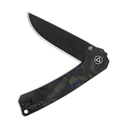 QSP Knives™ Osprey Liner Lock 139-G2 Black Shred Carbon Fiber and Blue G10 Sandvik 14C28N Stainless Steel Pocket Knife