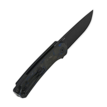 QSP Knives™ Osprey Liner Lock 139-G2 Black Shred Carbon Fiber and Blue G10 Sandvik 14C28N Stainless Steel Pocket Knife