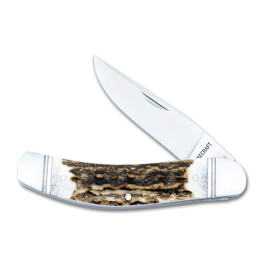 RoseCraft Blades LLC™ Stinking Creek Sowbelly RCT023-STG Red Deer Stag D2 Semi-Stainless Steel Pocket Knife