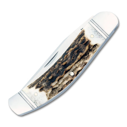 RoseCraft Blades LLC™ Stinking Creek Sowbelly RCT023-STG Red Deer Stag D2 Semi-Stainless Steel Pocket Knife