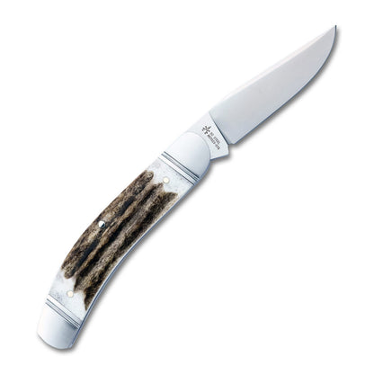 RoseCraft Blades LLC™ Stinking Creek Sowbelly RCT023-STG Red Deer Stag D2 Semi-Stainless Steel Pocket Knife