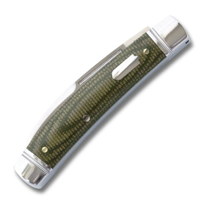 RoseCraft Blades LLC™ Mud Creek Congress RCT028-LGM Green Micarta D2 Semi-Stainless Steel Pocket Knife