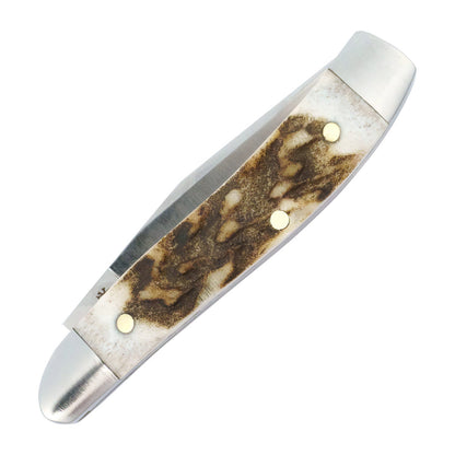RoseCraft Blades LLC™ Piney River Peanut RCT029-STG Red Deer Stag D2 Semi-Stainless Steel Pocket Knife