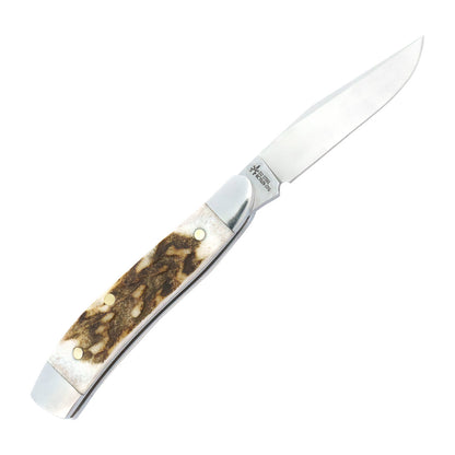 RoseCraft Blades LLC™ Piney River Peanut RCT029-STG Red Deer Stag D2 Semi-Stainless Steel Pocket Knife