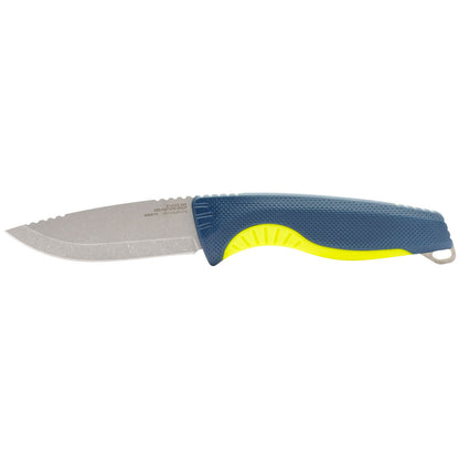 SOG Specialty Knives™ Aegis FX Fixed Blade 17-41-01-41 Indigo GRN and Acid Yellow Rubber CRYO 4116 Krupp Stainless Steel Knife