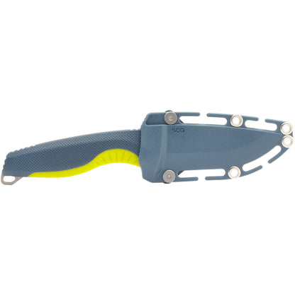 SOG Specialty Knives™ Aegis FX Fixed Blade 17-41-01-41 Indigo GRN and Acid Yellow Rubber CRYO 4116 Krupp Stainless Steel Knife