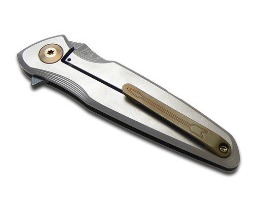 Spartan Blades, LLC™ Pandia Frame Lock SF16DMBZ Bead-blast Satin 6AL4V Titanium Stainless Damascus Steel Pocket Knife