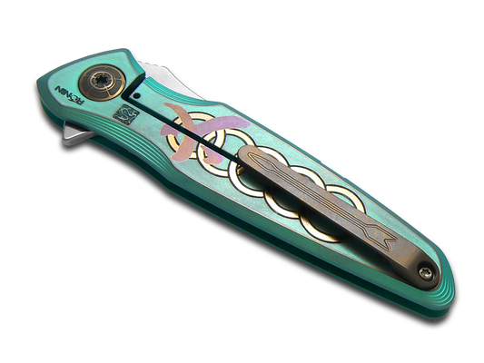 Spartan Blades, LLC™ Pandia Frame Lock SF16RF Green Anodized 6AL4V Titanium CPM MagnaCut Stainless Steel Pocket Knife