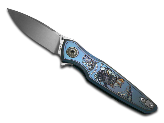 Spartan Blades, LLC™ Pandia Frame Lock SF16 WATER SW Blue Anodized 6AL4V Titanium CPM MagnaCut Stainless Steel Pocket Knife