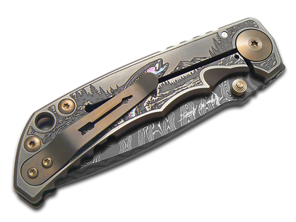 Spartan Blades, LLC™ Harsey Folder Frame Lock SF5DM-BEAR Satin Rub 6AL4V Titanium Stainless Damascus Steel Pocket Knife