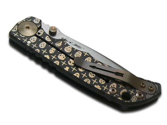 Spartan Blades, LLC™ Harsey Folder Frame Lock SF5GILDEDSKULLS Black Anodized 6AL4V Titanium CPM MagnaCut Stainless Steel Pocket Knife