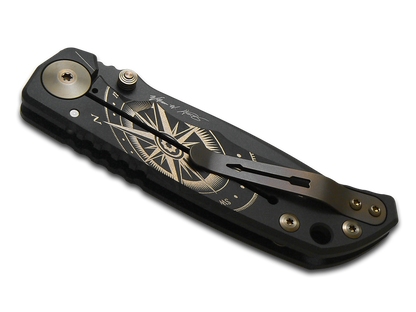 Spartan Blades, LLC™ Harsey Folder Frame Lock SF5GOLDENCOMPASS Black Anodized 6AL4V Titanium CPM MagnaCut Stainless Steel Pocket Knife