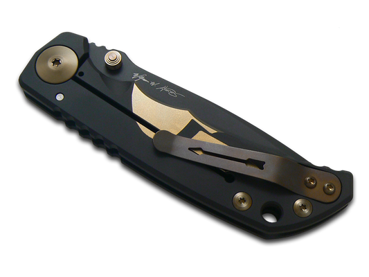 Spartan Blades, LLC™ Harsey Folder Frame Lock SF5GOLDHELMET Black Anodized 6AL4V Titanium CPM MagnaCut Stainless Steel Pocket Knife