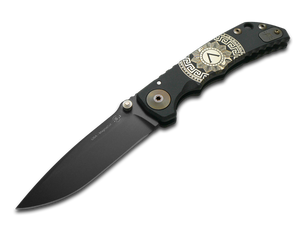 Spartan Blades, LLC™ Harsey Folder Frame Lock SF5GOLDSHIELD Black Anodized 6AL4V Titanium CPM MagnaCut Stainless Steel Pocket Knife