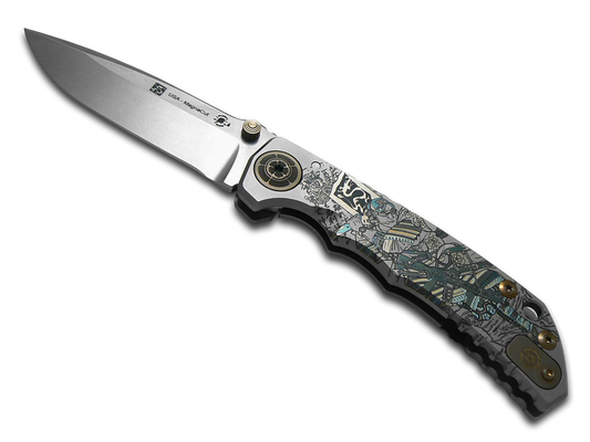 Spartan Blades, LLC™ Harsey Folder Frame Lock SF5GUNFIGHTER Polished 6AL4V Titanium CPM MagnaCut Stainless Steel Pocket Knife