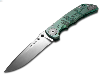 Spartan Blades, LLC™ Harsey Folder Frame Lock SF5LIBERTY Green Anodized 6AL4V Titanium CPM MagnaCut Stainless Steel Pocket Knife