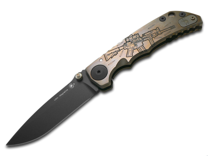 Spartan Blades, LLC™ Harsey Folder Frame Lock SF5M4RIFLE Bronze Anodized 6AL4V Titanium CPM MagnaCut Stainless Steel Pocket Knife