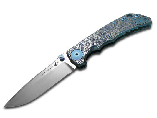Spartan Blades, LLC™ Harsey Folder Frame Lock SF5PAISLEY Blue Anodized 6AL4V Titanium CPM MagnaCut Stainless Steel Pocket Knife