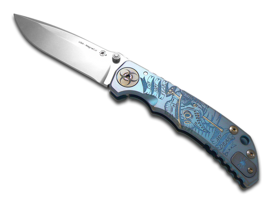 Spartan Blades, LLC™ Harsey Folder Frame Lock SF5PLAGUE-BL Blue Anodized 6AL4V Titanium CPM MagnaCut Stainless Steel Pocket Knife