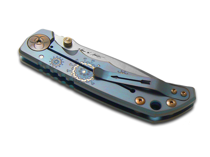 Spartan Blades, LLC™ Harsey Folder Frame Lock SF5PLAGUE-BL Blue Anodized 6AL4V Titanium CPM MagnaCut Stainless Steel Pocket Knife