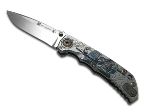 Spartan Blades, LLC™ Harsey Folder Frame Lock SF5RONIN LONG GUUNNER TI GRY Polished 6AL4V Titanium CPM MagnaCut Stainless Steel Pocket Knife