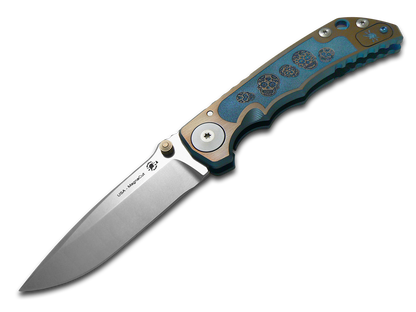 Spartan Blades, LLC™ Harsey Folder Frame Lock SF5SUGARSKULLS Blue Anodized 6AL4V Titanium CPM MagnaCut Stainless Steel Pocket Knife