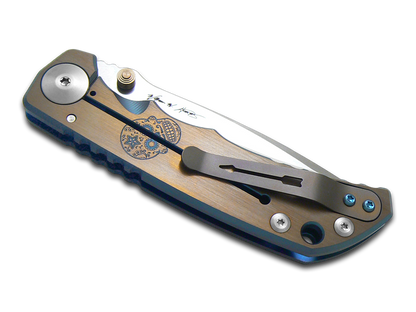 Spartan Blades, LLC™ Harsey Folder Frame Lock SF5SUGARSKULLS Blue Anodized 6AL4V Titanium CPM MagnaCut Stainless Steel Pocket Knife
