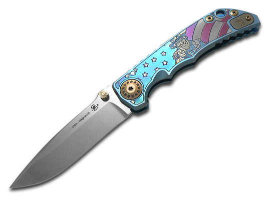 Spartan Blades, LLC™ Harsey Folder Frame Lock SF5USAM-BL Blue Anodized 6AL4V Titanium CPM MagnaCut Stainless Steel Pocket Knife