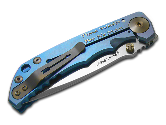 Spartan Blades, LLC™ Harsey Folder Frame Lock SF5WATCHWORKS Blue Anodized 6AL4V Titanium CPM MagnaCut Stainless Steel Pocket Knife