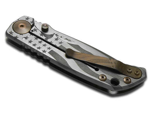 Spartan Blades, LLC™ Harsey Folder Frame Lock SF5WAVINGFLAG Polished 6AL4V Titanium CPM MagnaCut Stainless Steel Pocket Knife