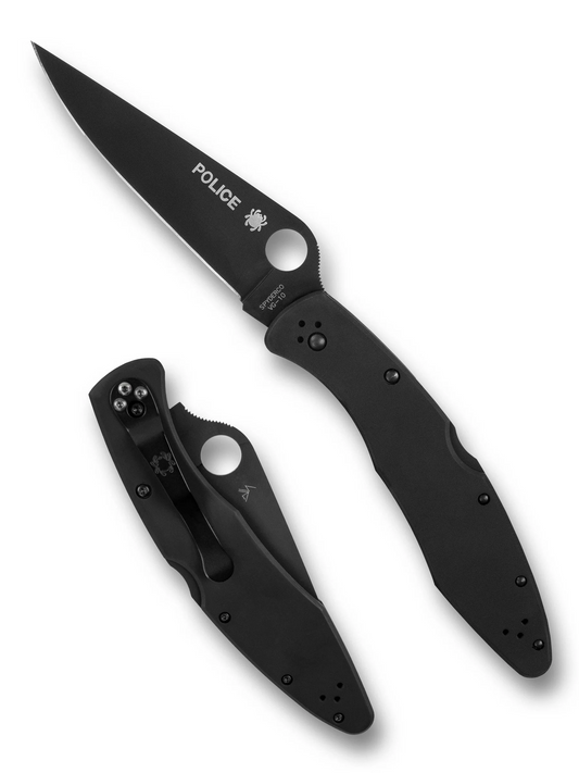 Spyderco Knives™ Police Model Lockback C07BKP Black Oxide Stainless Steel VG-10 Stainless Steel Pocket Knife