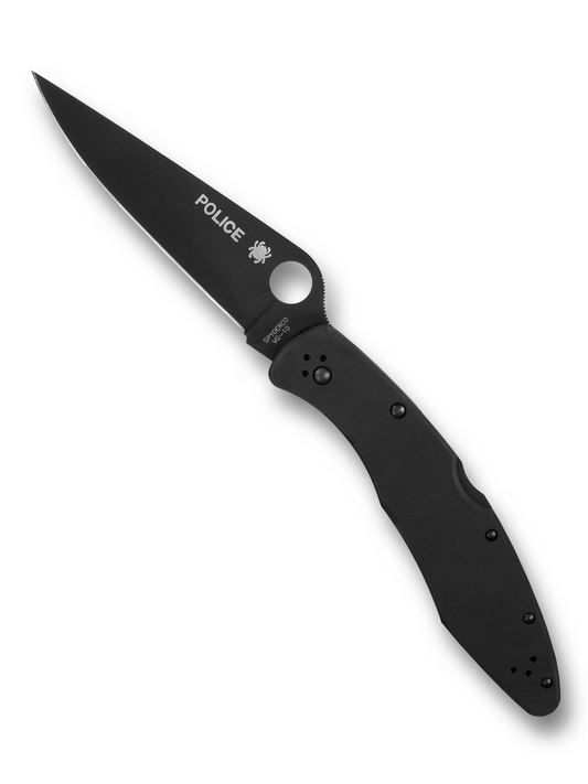 Spyderco Knives™ Police Model Lockback C07BKP Black Oxide Stainless Steel VG-10 Stainless Steel Pocket Knife