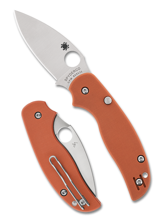 Spyderco Knives™ Sage 6 Compression Button Lock C123GPBOR Orange G10 CPM Rex 121 Tool Steel Pocket Knife