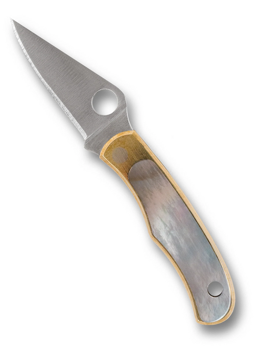 Spyderco Knives™ Bug Slip-joint C133AP Abalone and Nickel Silver Sandvik 12C27 Stainless Steel Pocket Knife