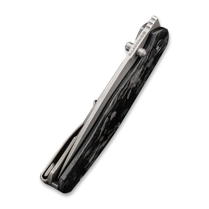 WE Knife Co., Ltd™ Esprit Frame Lock WE20025A-A Black Marble Carbon Fiber and 6AL4V Titanium CPM 20CV Stainless Steel Pocket Knife