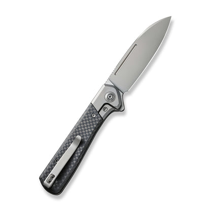 WE Knife Co., Ltd™ Soothsayer Frame Lock WE20050-1 Carbon Fiber and Gray 6al4v Titanium 20CV Stainless Steel Pocket Knife