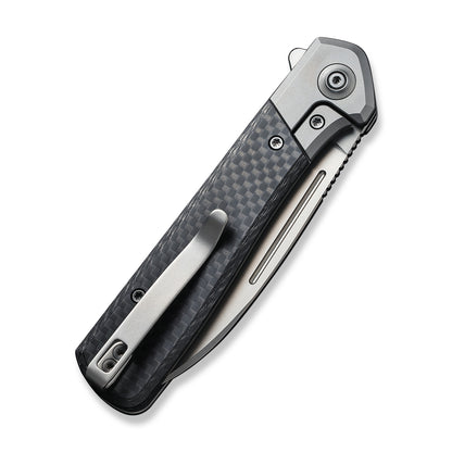 WE Knife Co., Ltd™ Soothsayer Frame Lock WE20050-1 Carbon Fiber and Gray 6al4v Titanium 20CV Stainless Steel Pocket Knife