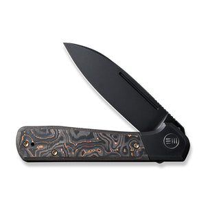 WE Knife Co., Ltd™ Soothsayer Frame Lock WE20050-2 Copper Foil Carbon Fiber and Black 6al4v Titanium CPM 20CV Stainless Steel Pocket Knife