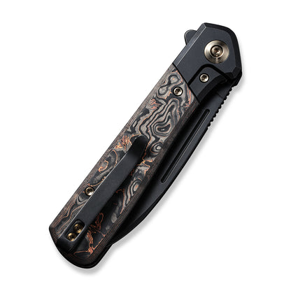 WE Knife Co., Ltd™ Soothsayer Frame Lock WE20050-2 Copper Foil Carbon Fiber and Black 6al4v Titanium CPM 20CV Stainless Steel Pocket Knife