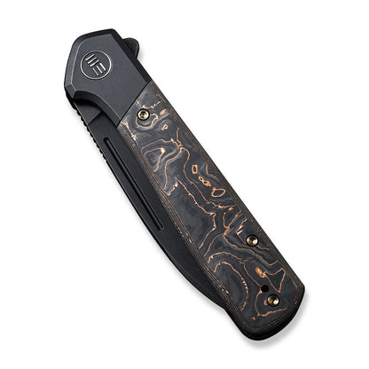 WE Knife Co., Ltd™ Soothsayer Frame Lock WE20050-2 Copper Foil Carbon Fiber and Black 6al4v Titanium CPM 20CV Stainless Steel Pocket Knife