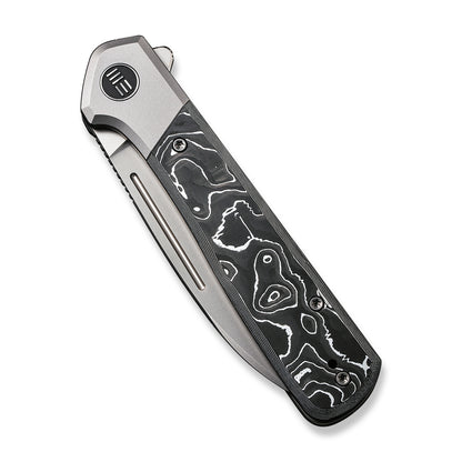 WE Knife Co., Ltd™ Soothsayer Frame Lock WE20050-3 Aluminum Foil Carbon Fiber and Gray 6al4v Titanium CPM 20CV Stainless Steel Pocket Knife