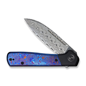 WE Knife Co., Ltd™ Soothsayer Frame Lock WE20050-DS1 Blue Timascus and Black 6al4v Titanium Damasteel Pocket Knife