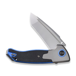 WE Knife Co., Ltd™ Press Check Frame Lock WE20078A-2 Black & Blue G10 and Black 6AL4V Titanium CPM 20CV Stainless Steel Pocket Knife