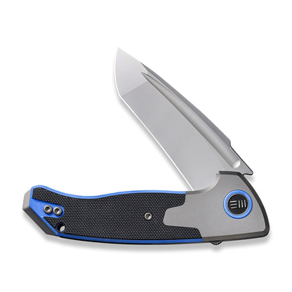 WE Knife Co., Ltd™ Press Check Frame Lock WE20078A-2 Black & Blue G10 and Black 6AL4V Titanium CPM 20CV Stainless Steel Pocket Knife