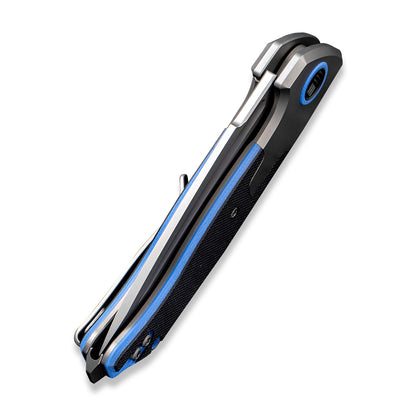 WE Knife Co., Ltd™ Press Check Frame Lock WE20078A-2 Black & Blue G10 and Black 6AL4V Titanium CPM 20CV Stainless Steel Pocket Knife