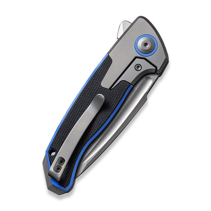 WE Knife Co., Ltd™ Press Check Frame Lock WE20078A-2 Black & Blue G10 and Black 6AL4V Titanium CPM 20CV Stainless Steel Pocket Knife