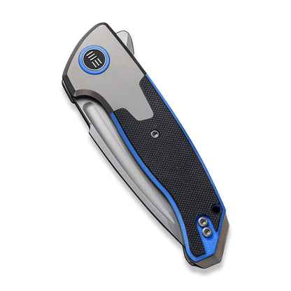 WE Knife Co., Ltd™ Press Check Frame Lock WE20078A-2 Black & Blue G10 and Black 6AL4V Titanium CPM 20CV Stainless Steel Pocket Knife