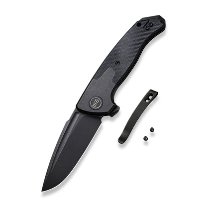 WE Knife Co., Ltd™ Press Check Frame Lock WE20078B-1 Black G10 and Black 6AL4V Titanium CPM 20CV Stainless Steel Pocket Knife